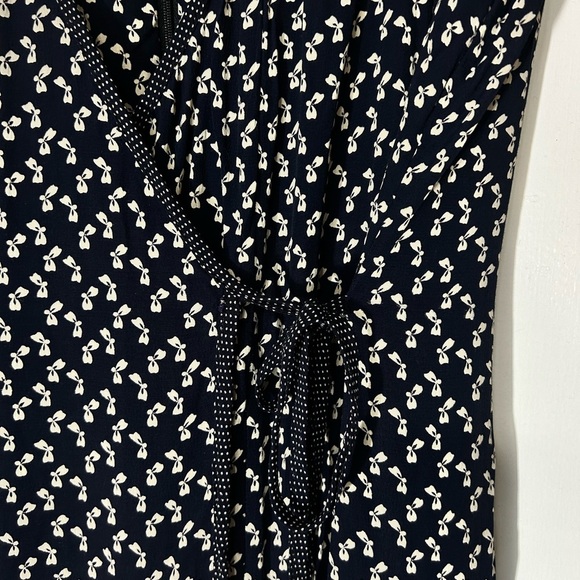 VTG Laundry by Shelli Segal Coquette Bow Blue & White Wrap Culotte Romper  Sz 12 - Picture 5 of 14